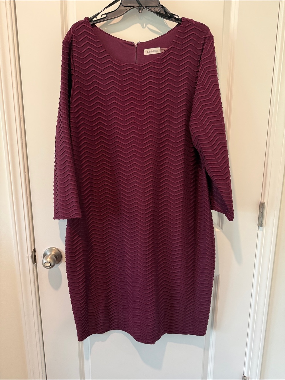 Calvin Klein Plum Textured Midi Shift Dress